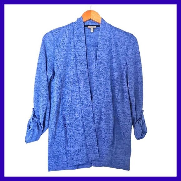 T By‎ Talbots Jacket Blue Size XS Open Front Sweatshirt  Roll Sleeve - Picture 1 of 10